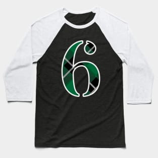 6 Sports Jersey Number Green Black Flannel Baseball T-Shirt